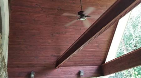 staining and sealling wood ceiling